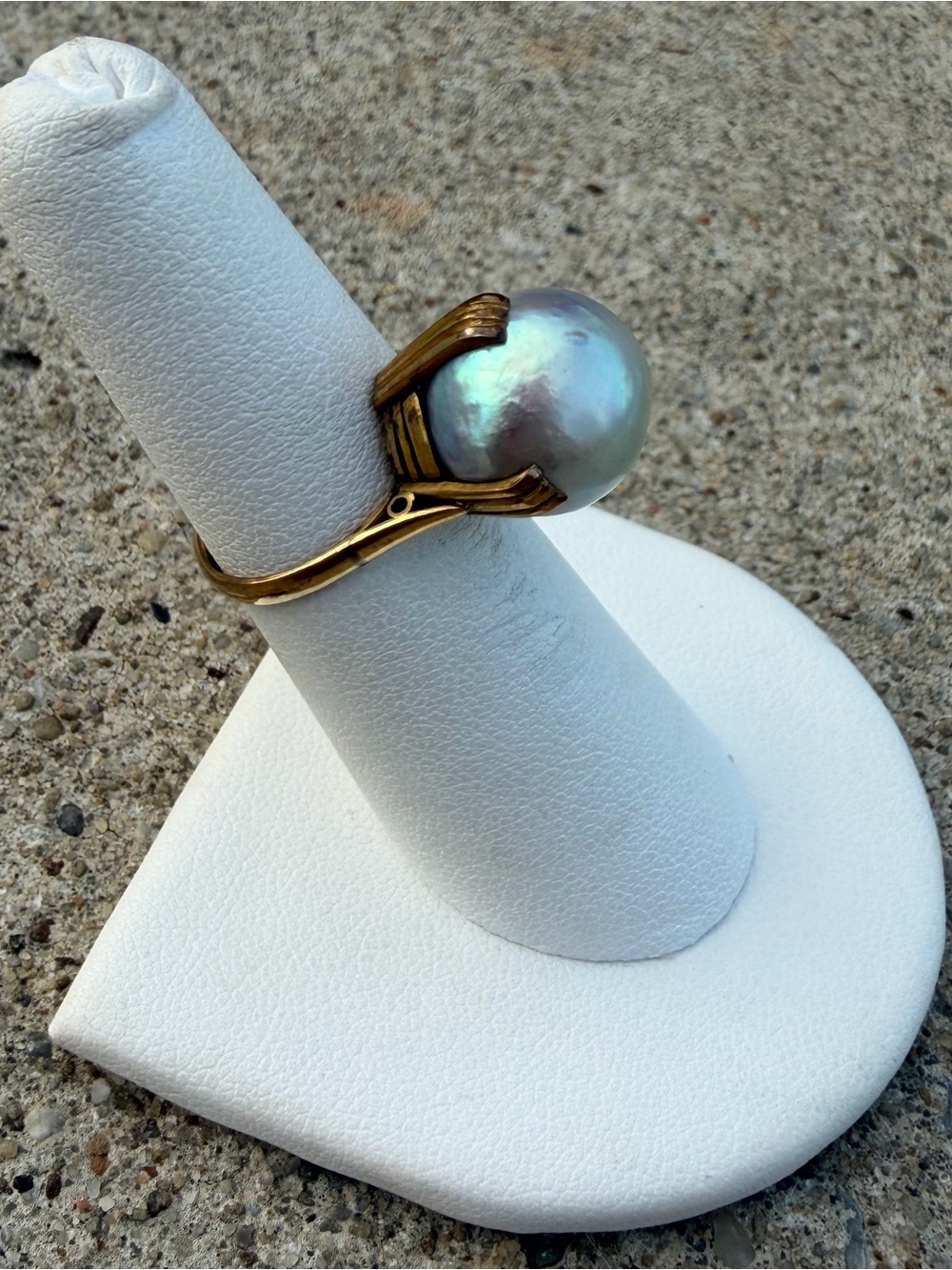 Vintage 9ct Yellow Gold 12.5mm Pearl Ring